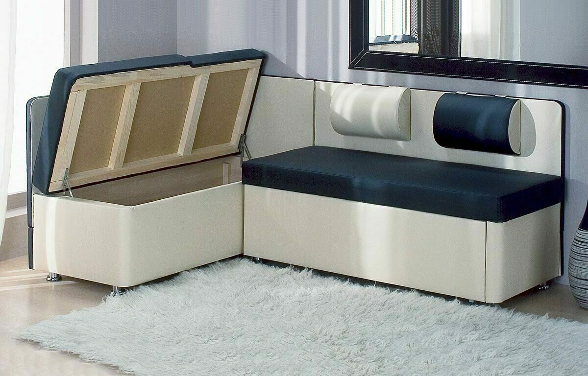 угловой диван на балкон с ящиком для хранения